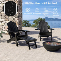 Costway Black All Weather HIPS Outdoor Adirondack Chair - Size: 119 x 78 x 22cm - Wilko - thumbnail 5