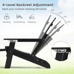 Costway Black All Weather HIPS Outdoor Adirondack Chair - Size: 119 x 78 x 22cm - Wilko - thumbnail 6