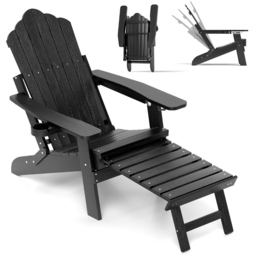 Costway Black All Weather HIPS Outdoor Adirondack Chair - Size: 119 x 78 x 22cm - Wilko - thumbnail 3