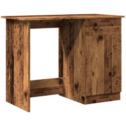 vidaXL Single Door Single Drawer Computer Desk Old Wood - Size: 76 x 100 x 50cm - Brown - Wilko - thumbnail 3