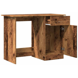 vidaXL Single Door Single Drawer Computer Desk Old Wood - Size: 76 x 100 x 50cm - Brown - Wilko - thumbnail 5