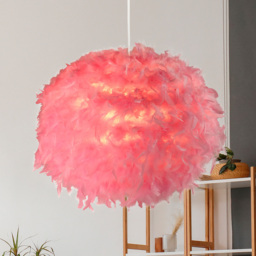 Lighting Collection Pink Feather Shade - Size: 33 x 50 x 50cm - Wilko - thumbnail 3