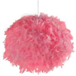 Lighting Collection Pink Feather Shade - Size: 33 x 50 x 50cm - Wilko