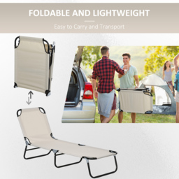 Outsunny Set of 2 Cream 5 Level Adjustable Sun Lounger - Size: 28 x 56 x 190cm - Wilko - thumbnail 7
