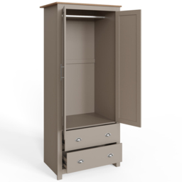 GFW Lancaster 2 Door 2 Drawer Grey Wardrobe - Size: 2 Door, 2 Drawer - Wilko - thumbnail 6