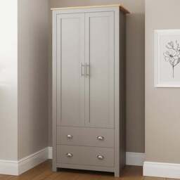 GFW Lancaster 2 Door 2 Drawer Grey Wardrobe - Size: 2 Door, 2 Drawer - Wilko - thumbnail 1