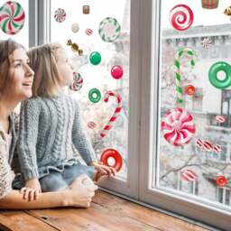 Walplus Christmas Peppermint Candy and Sweets Double-Sided Window Stickers 46 Piece - Size: 0.2 x 130 x 160cm - Multi - Wilko - thumbnail 3