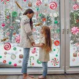 Walplus Christmas Peppermint Candy and Sweets Double-Sided Window Stickers 46 Piece - Size: 0.2 x 130 x 160cm - Multi - Wilko - thumbnail 4