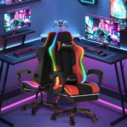 Alivio Red PU Leather Wireless App Control LED Gaming Chair with Massage Lumbar Cushion - Size: 124 x 65.5 x 62cm - Wilko - thumbnail 4