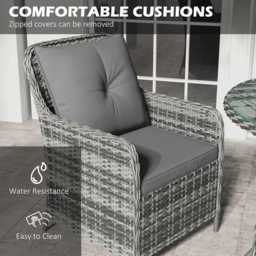 Outsunny 4 Seater Round Rattan Dining Set with Umbrella Grey - Wilko - thumbnail 6