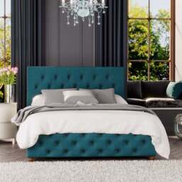 Laurence Llewelyn-Bowen Luna Small Double Emerald Plush Velvet Ottoman Bed - Green - Wilko - thumbnail 1