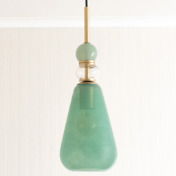ValueLights Anastasia Green Glass Stacked Gold Detail LED Pendant Light - Size: 116 x 15 x 15cm - Wilko - thumbnail 4