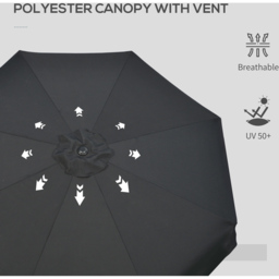Outsunny Black Crank and Tilt Cantilever Parasol 2.7m - Size: 3m - Wilko - thumbnail 7