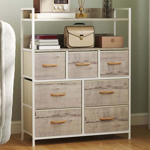 HOMCOM 7 Drawer Natural Bedroom Chest of Drawers - Brown - Wilko - image 1