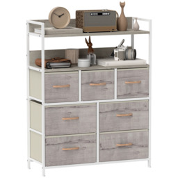 HOMCOM 7 Drawer Natural Bedroom Chest of Drawers - Brown - Wilko - thumbnail 3