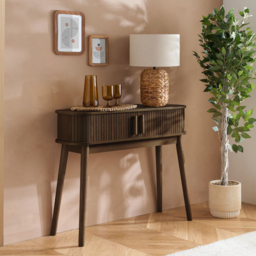 Birlea Axel 2 Door Walnut Fluted Console Table - Size: 80 x 100 x 30cm - Brown - Wilko - thumbnail 5