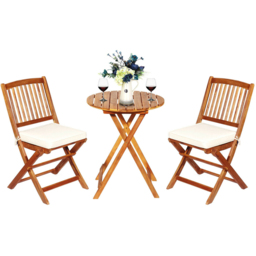 Costway 2 Seater Folding Bistro Set with Cushion Beige - Cream - Wilko - thumbnail 5