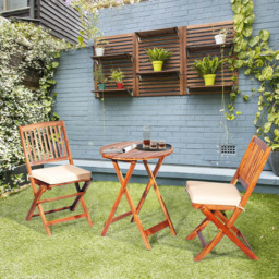 Costway 2 Seater Folding Bistro Set with Cushion Beige - Cream - Wilko - thumbnail 7