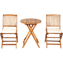 Costway 2 Seater Folding Bistro Set with Cushion Beige - Cream - Wilko - thumbnail 3