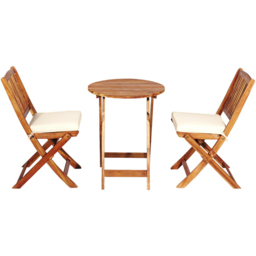 Costway 2 Seater Folding Bistro Set with Cushion Beige - Cream - Wilko - thumbnail 4