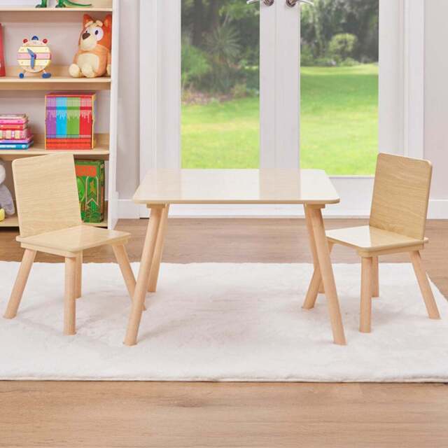 Liberty House Toys Kids 2 Seater Table Natural Wood - Size: 44 x 60 x 60cm - Brown - Wilko - image 1