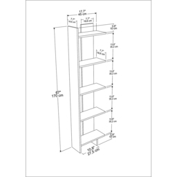Decorotika Alis 5 Tier Walnut and White Corner Bookcase - Size: 170 x 45 x 21.6cm - Multi - Wilko - thumbnail 4