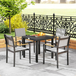 Outsunny 4 Seater Black Garden Dining Table - Wilko - thumbnail 4