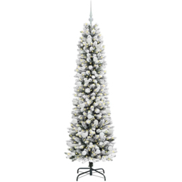 vidaXL Pre-Lit Warm White LED and White Baubles White Artificial Christmas Tree with Stand 5.9ft - Wilko - thumbnail 1