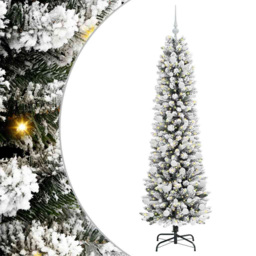 vidaXL Pre-Lit Warm White LED and White Baubles White Artificial Christmas Tree with Stand 5.9ft - Wilko - thumbnail 3