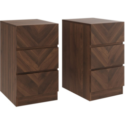 GFW Catania 3 Drawer Royal Walnut Bedside Table Set of 2 - Brown - Wilko - thumbnail 3
