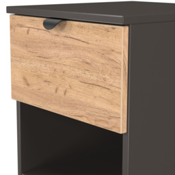 Crowndale Bora Single Drawer Single Shelf Gold Oak and Graphite Bedside Cabinet - Grey - Wilko - thumbnail 7