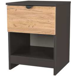 Crowndale Bora Single Drawer Single Shelf Gold Oak and Graphite Bedside Cabinet - Grey - Wilko - thumbnail 5