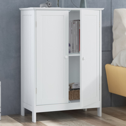 Costway 2 Door White Bathroom Floor Cabinet - Size: 95 x 42 x 15cm - Wilko - thumbnail 1
