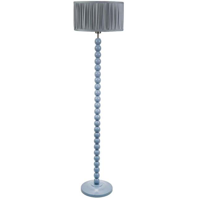 ValueLights Bobbins Ruched Pleated Powder Blue Drum Shade Powder Blue LED Floor Lamp - Wilko - image 1