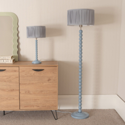 ValueLights Bobbins Ruched Pleated Powder Blue Drum Shade Powder Blue LED Floor Lamp - Wilko - thumbnail 5