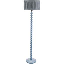 ValueLights Bobbins Ruched Pleated Powder Blue Drum Shade Powder Blue LED Floor Lamp - Wilko - thumbnail 1