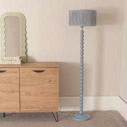 ValueLights Bobbins Ruched Pleated Powder Blue Drum Shade Powder Blue LED Floor Lamp - Wilko - thumbnail 4