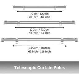 Caecus 120-220cm Extendable Metal Eyelet Brushed Chrome Crystal Curtain Pole - Size: 120 - 220cm - Silver - Wilko - thumbnail 3
