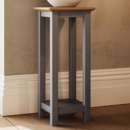 FWStyle Taberno Single Shelf Dove Grey and Oak Side Table - Size: 55 x 27 x 24cm - Wilko