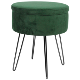 Harbour Housewares Green and Black Velvet Round Footstool with Storage - Size: 45 x 36 x 36cm - Wilko - thumbnail 3