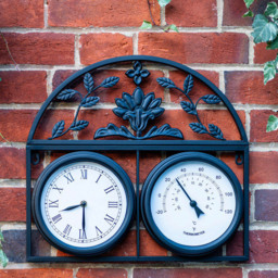 Garden Gear Wyevale Garden Black Floral Pattern Wall Clock and Thermometer - Size: 44 x 5 x 45cm - Wilko - thumbnail 3