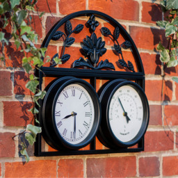 Garden Gear Wyevale Garden Black Floral Pattern Wall Clock and Thermometer - Size: 44 x 5 x 45cm - Wilko - thumbnail 4