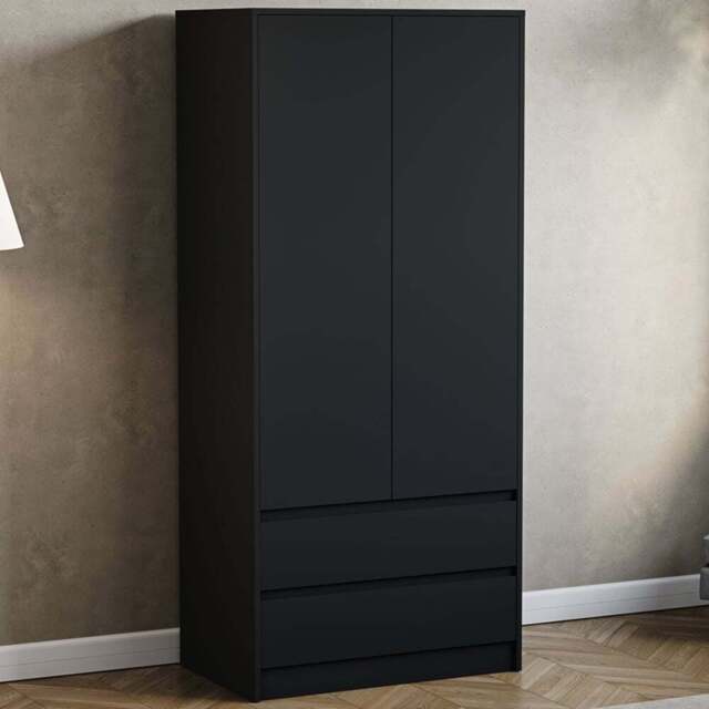Vida Designs Denver 2 Door 2 Drawer Black Wardrobe - Size: 2 Door, 2 Drawer - Wilko - image 1