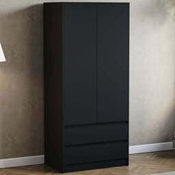 Vida Designs Denver 2 Door 2 Drawer Black Wardrobe - Size: 2 Door, 2 Drawer - Wilko - thumbnail 1