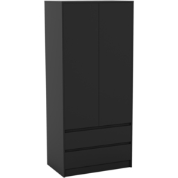 Vida Designs Denver 2 Door 2 Drawer Black Wardrobe - Size: 2 Door, 2 Drawer - Wilko - thumbnail 3