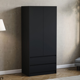 Vida Designs Denver 2 Door 2 Drawer Black Wardrobe - Size: 2 Door, 2 Drawer - Wilko - thumbnail 4
