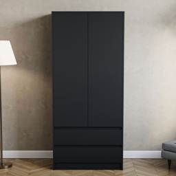 Vida Designs Denver 2 Door 2 Drawer Black Wardrobe - Size: 2 Door, 2 Drawer - Wilko - thumbnail 6