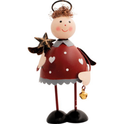 St Helens Red Metal Angel Ornament 14.5cm - Size: 10 x 10 x 15cm - Wilko
