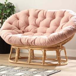 Desser Furniture Papasan 2 Seater Pink and Natural Sofa - Brown - Wilko