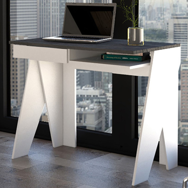 Dallas Single Drawer Home Office Desk White and Carbon Grey - Size: 51 x 91 x 75cm - Wilko - image 1